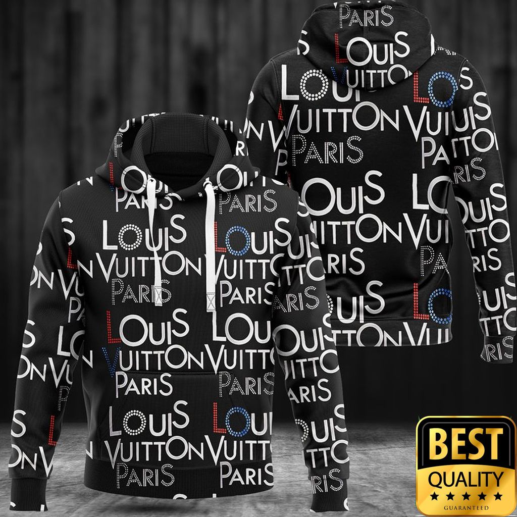 Luxury Louis Vuitton Paris Black With White And Red And Blue Name 3D Shirt And Pants 173 Luxury Louis Vuitton Paris Black With White And Red And Blue Name 3D Shirt And Pants 173