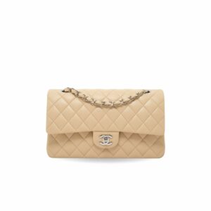 CN Classic Handbag Silver Hardware Beige For Women A01112