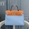 Hermes Orange Canvas and Natural Calfskin Leather Herbag Zip PM Bag 586085 Hermes Orange Canvas and Natural Calfskin Leather Herbag Zip PM Bag 586085