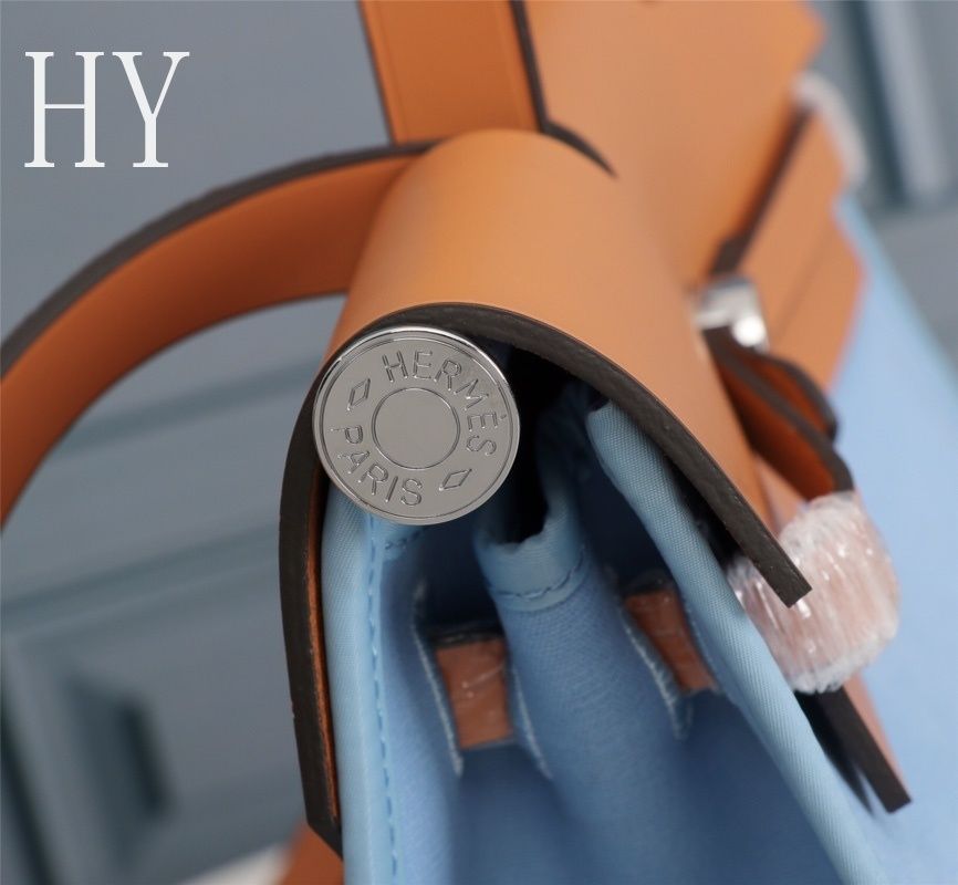 Hermes Blue Canvas and Natural Calfskin Leather Herbag Zip PM Bag 586085 Hermes Blue Canvas and Natural Calfskin Leather Herbag Zip PM Bag 586085