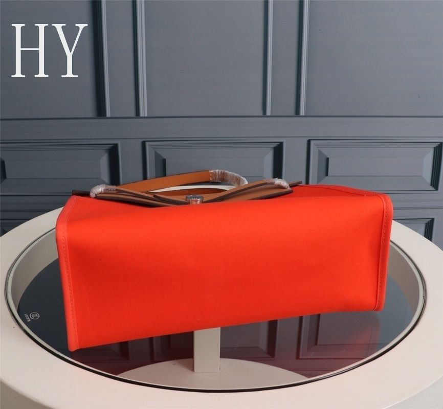 Hermes Orange Canvas and Natural Calfskin Leather Herbag Zip PM Bag 586085 Hermes Orange Canvas and Natural Calfskin Leather Herbag Zip PM Bag 586085