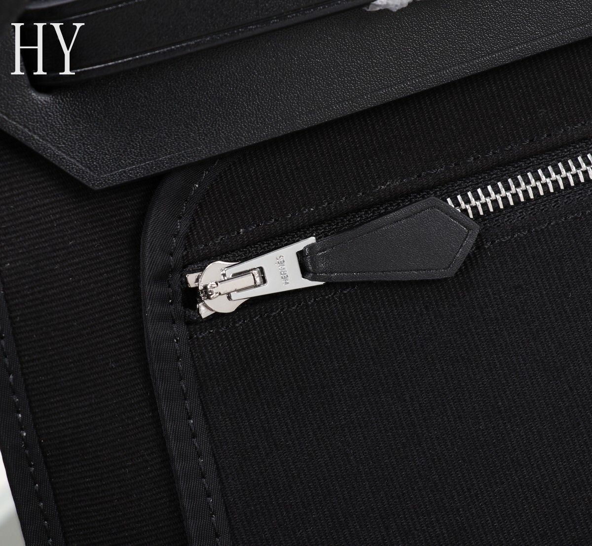 Hermes Black Canvas and Natural Calfskin Leather Herbag Zip PM Bag 586085 Hermes Black Canvas and Natural Calfskin Leather Herbag Zip PM Bag 586085