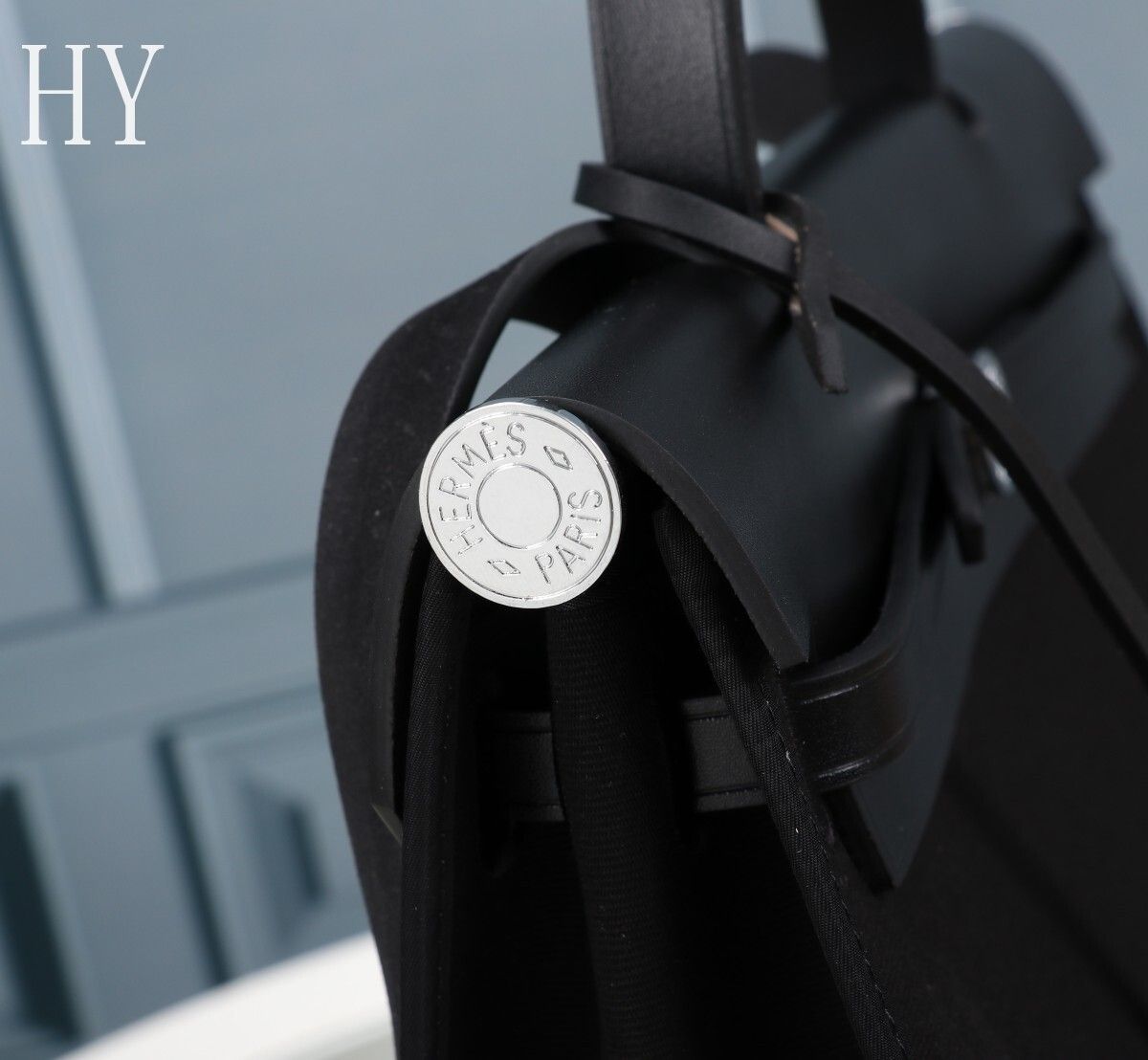 Hermes Black Canvas and Natural Calfskin Leather Herbag Zip PM Bag 586085 Hermes Black Canvas and Natural Calfskin Leather Herbag Zip PM Bag 586085