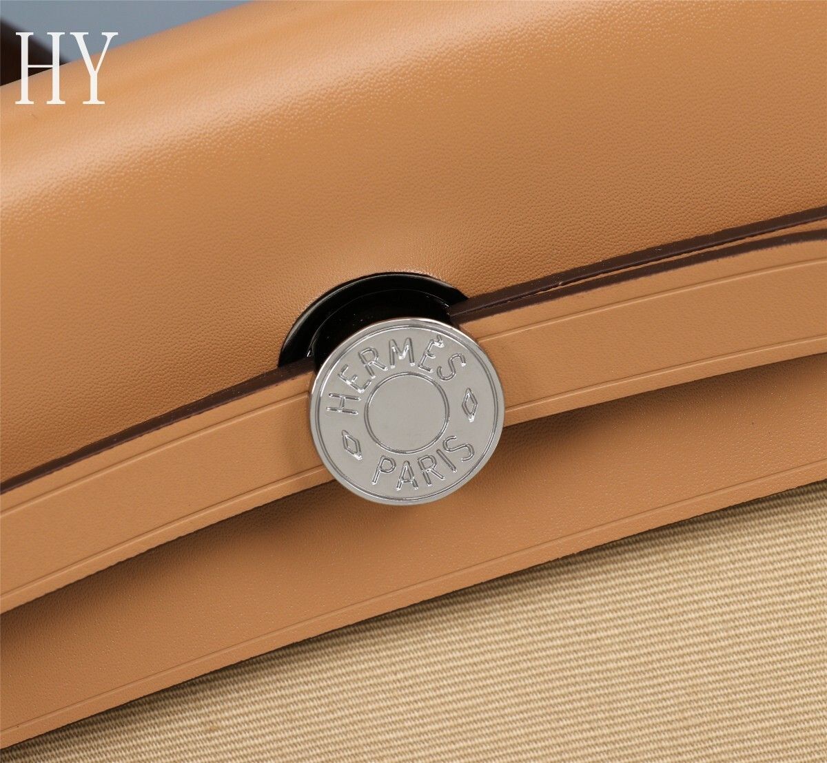 Hermes Brown Canvas and Natural Calfskin Leather Herbag Zip PM Bag 586085 Hermes Brown Canvas and Natural Calfskin Leather Herbag Zip PM Bag 586085