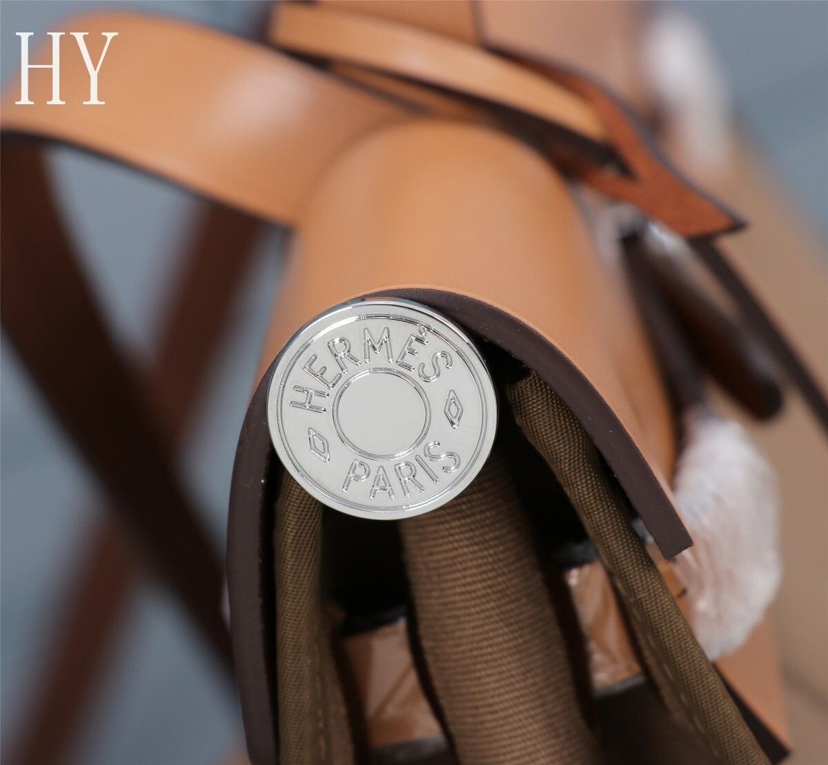 Hermes Brown Canvas and Natural Calfskin Leather Herbag Zip PM Bag 586085-1 Hermes Brown Canvas and Natural Calfskin Leather Herbag Zip PM Bag 586085-1