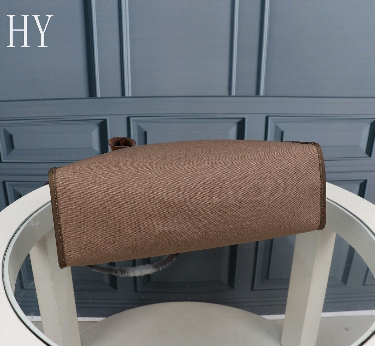 Hermes Brown Canvas and Natural Calfskin Leather Herbag Zip PM Bag 586085-1 Hermes Brown Canvas and Natural Calfskin Leather Herbag Zip PM Bag 586085-1