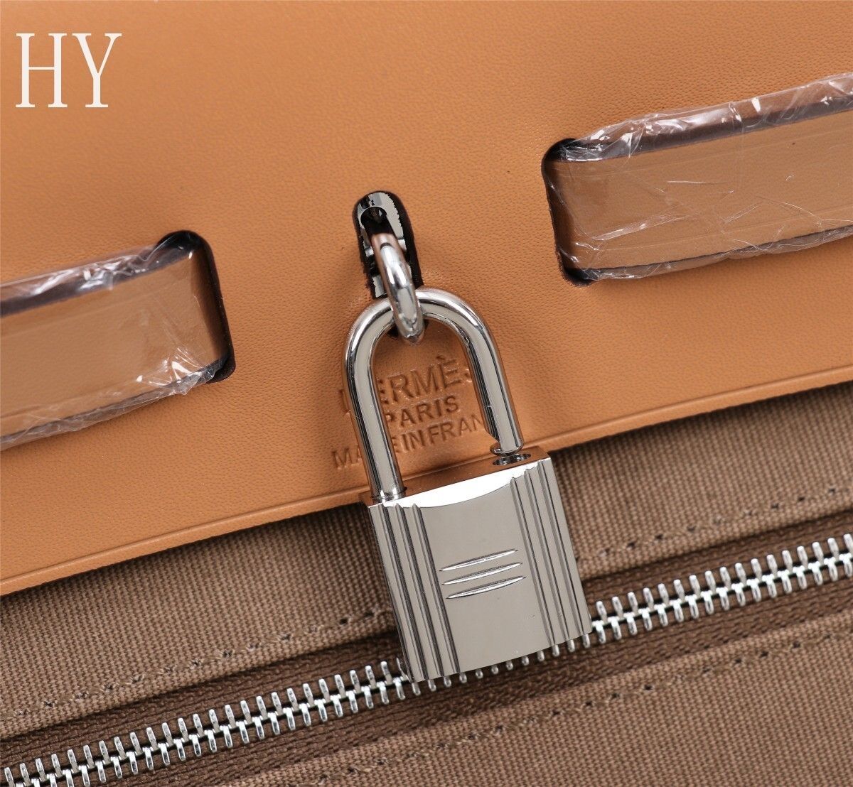 Hermes Brown Canvas and Natural Calfskin Leather Herbag Zip PM Bag 586085-1 Hermes Brown Canvas and Natural Calfskin Leather Herbag Zip PM Bag 586085-1