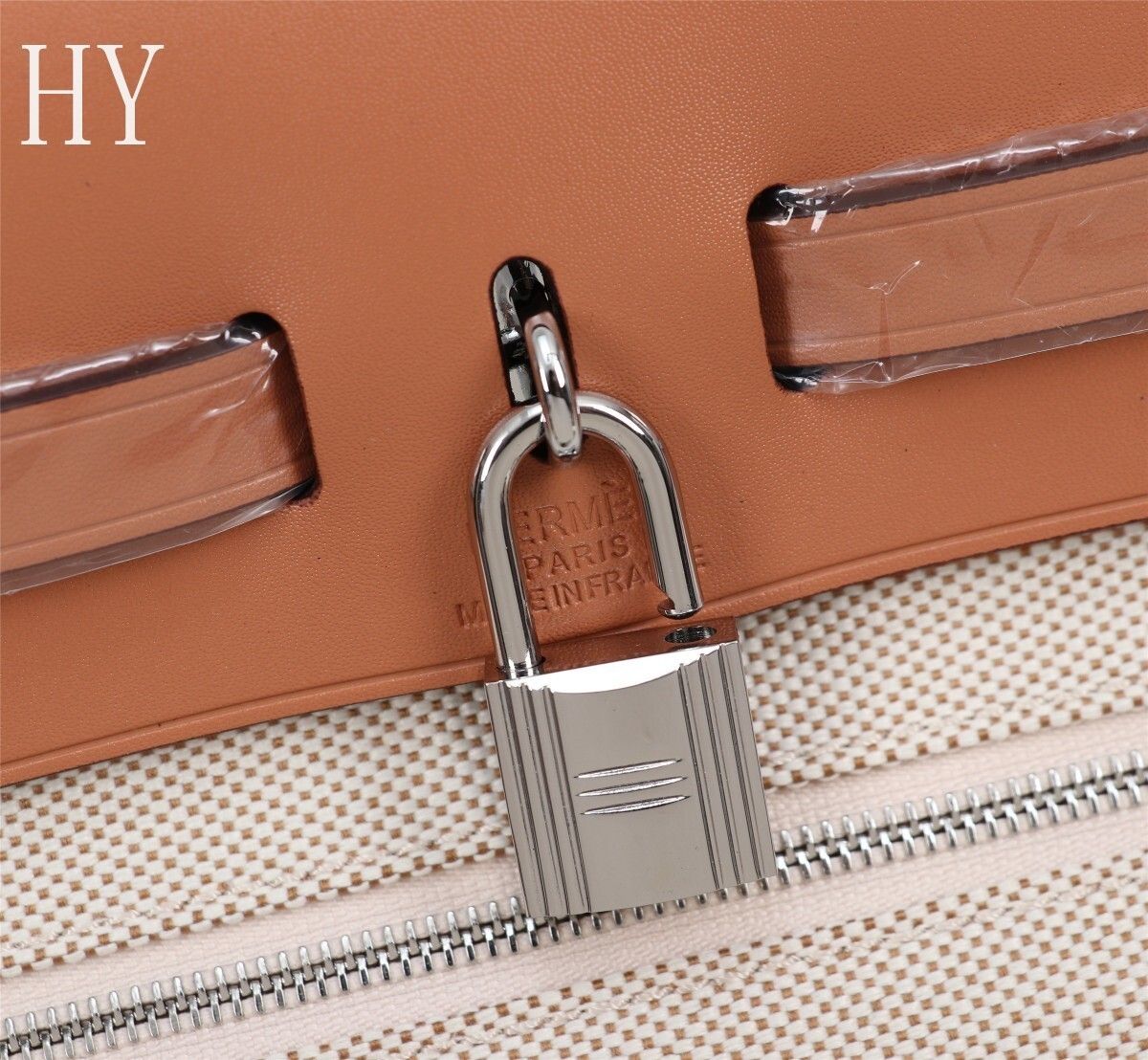 Hermes White Canvas and Natural Calfskin Leather Herbag Zip PM Bag 586085 Hermes White Canvas and Natural Calfskin Leather Herbag Zip PM Bag 586085