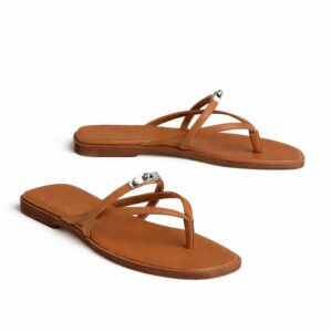 Hermes Santorini Sandal Brown Leather