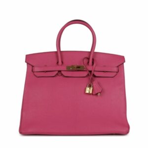 Hermes Birkin 35 Rose Tyrien Clemence Leather Gold Hardware