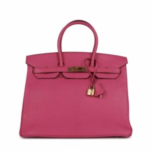 HM Birkin 35 Rose Tyrien Clemence Leather Gold Hardware