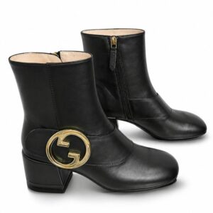 GG Blondie Leather Medallion Ankle Boots