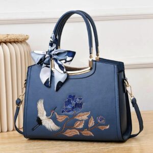 Handmade-Embroidered leather Bag, Elegant Style B003