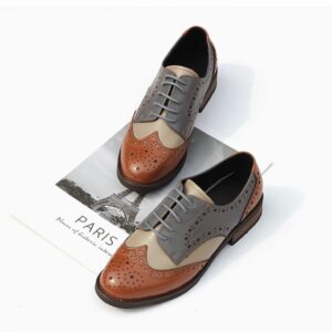 Women Leather Shoes, Oxford Shoes, Closed Shoes, Brown Shoes, Handmade Shoes H0012
