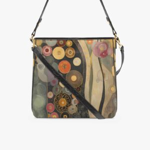 Klimt Art print Boho style Vegan Leather Bucket Bag, Crossbody Purse B011