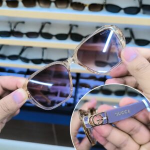 Luxury Square Frame Sunglasses with Brown Gradient Lens GG001
