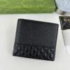 GG Signature Leather Zip Around Wallet Black with Web Stripe 28601