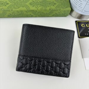 GG Black Leather Bi-Fold Wallet 365464