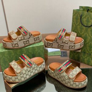 GG Angelina GG Monogram Platform Slides