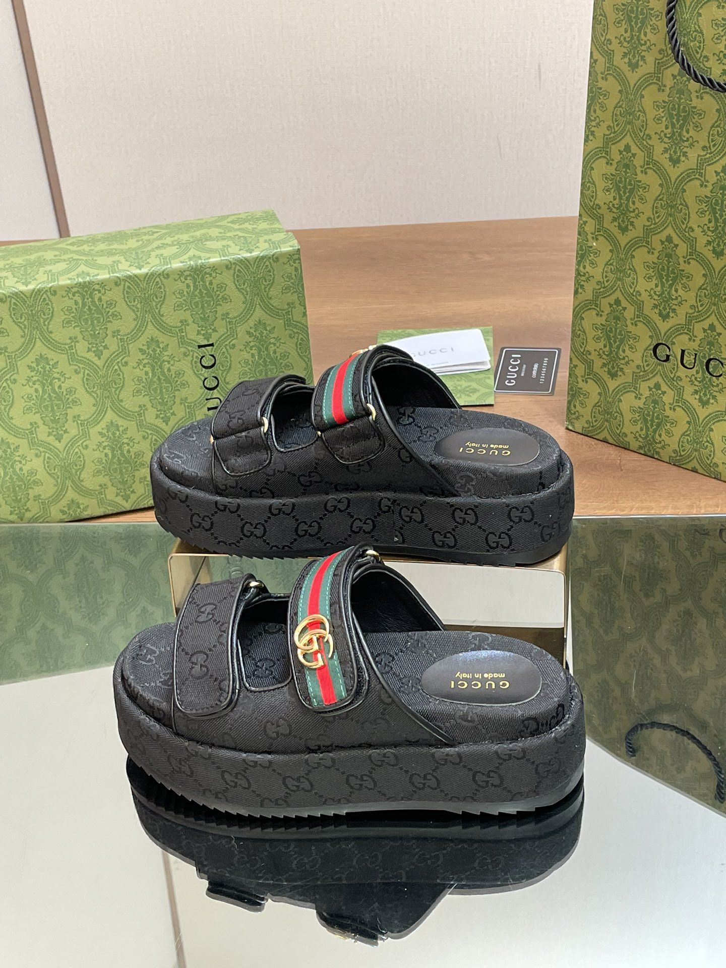 GG Angelina GG Monogram Platform Slides GG Angelina GG Monogram Platform Slides