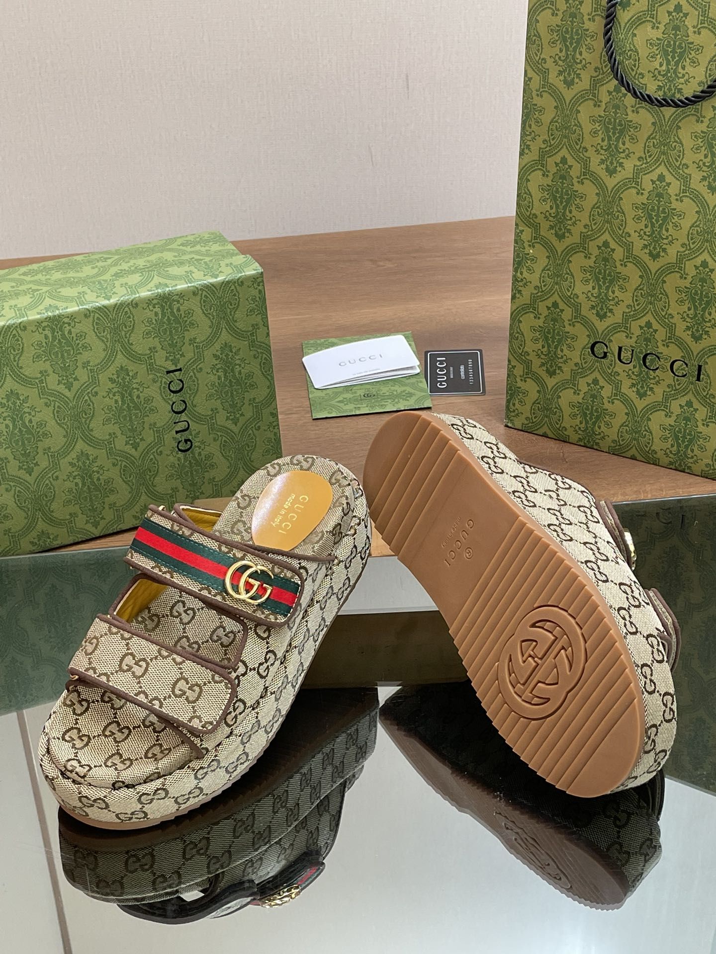 GG Angelina GG Monogram Platform Slides GG Angelina GG Monogram Platform Slides