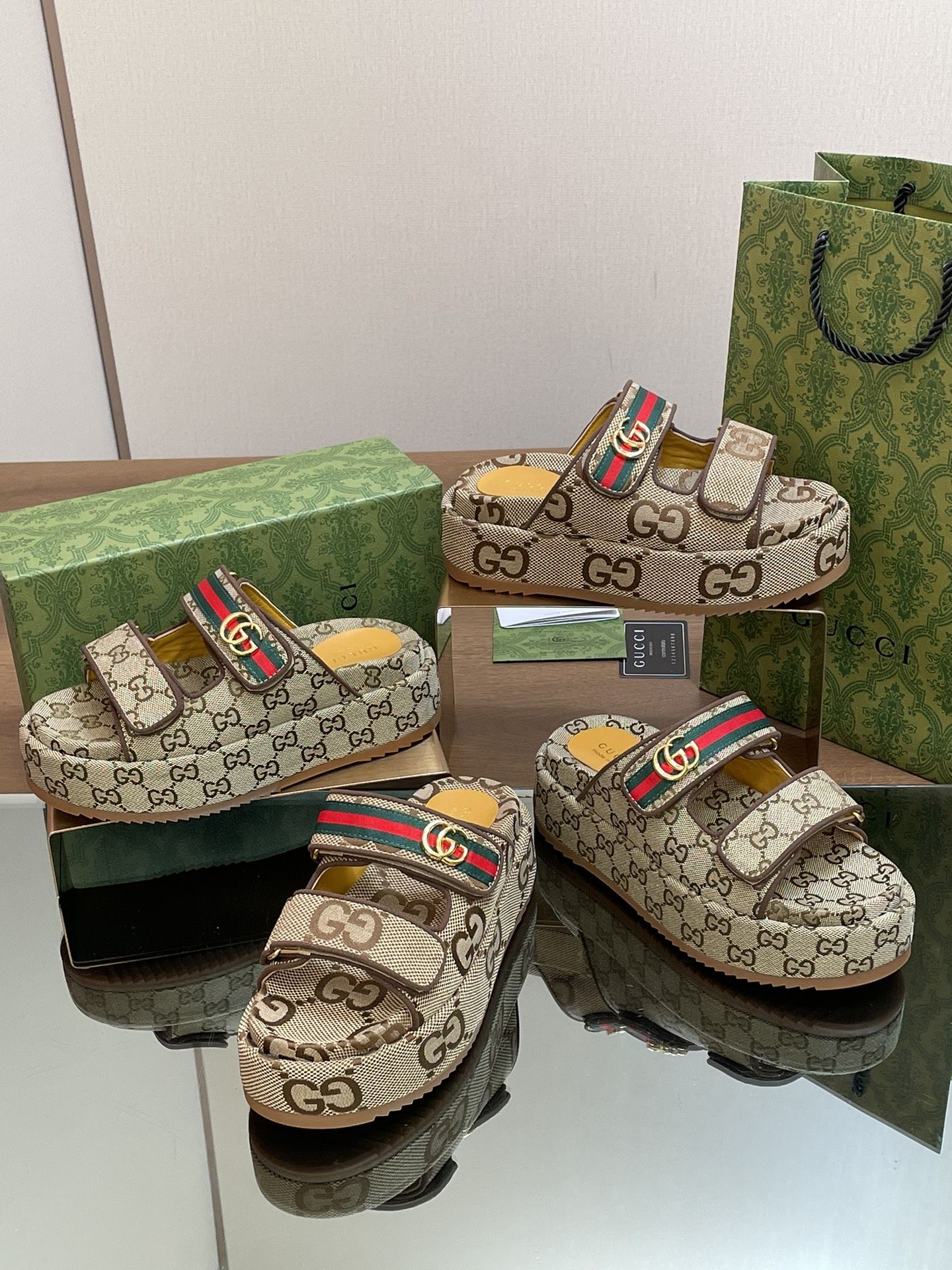 GG Angelina GG Monogram Platform Slides GG Angelina GG Monogram Platform Slides