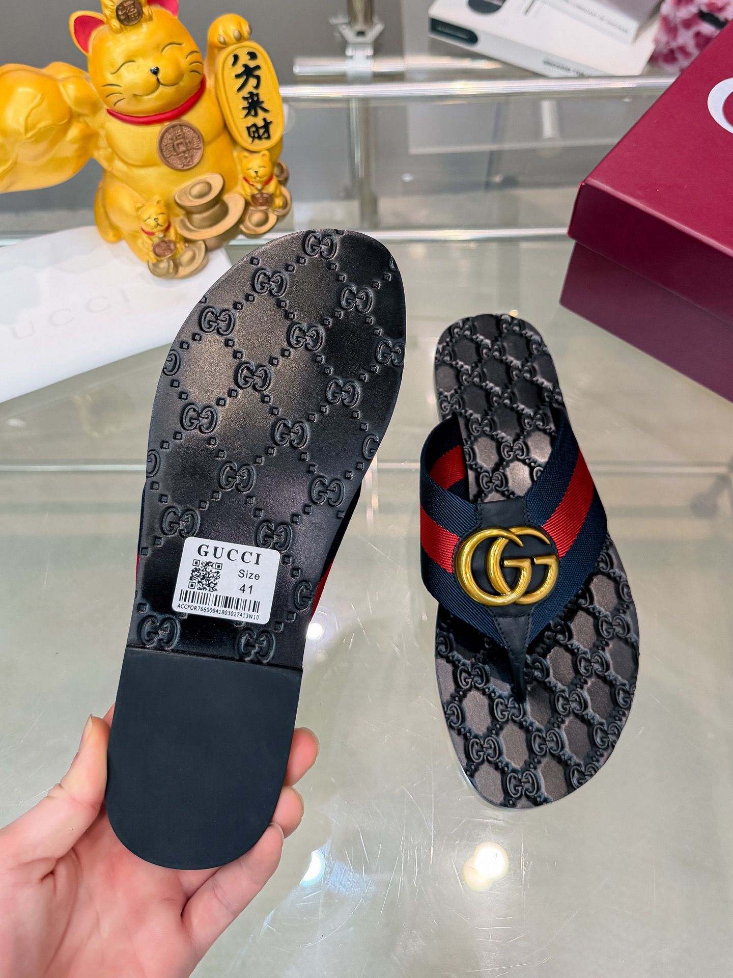 GG Riviera Striped Logo-Detail Sandals GG Riviera Striped Logo-Detail Sandals