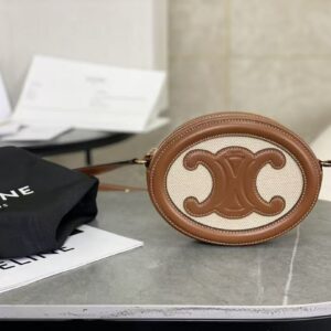 CEL Oval Bag Cuir Triomphe in Textile and Calfskin