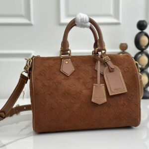 LV Speedy Bandoulière 30 Brown Monogram Suede Bag