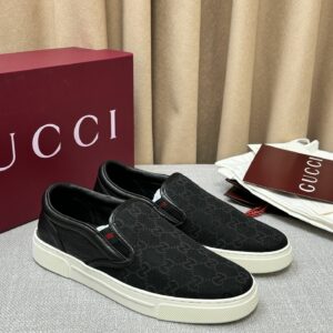 GG Slip-On Sneaker Black GG Monogram Canvas with Black Leather Trim