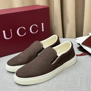 GG Slip-On Sneaker Brown GG Monogram Canvas with Brown Leather Trim
