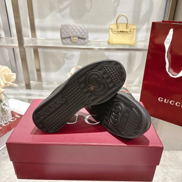 GG Platform Sneaker Black Leather with Web Stripe
