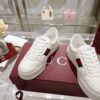 GG Platform Sneaker White Leather with Gold Metallic Trim