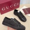 GG Ace Sneaker Grey GG Monogram Canvas with Black Leather Trim