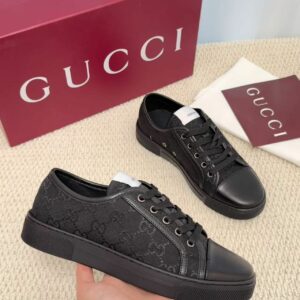 GG Ace Sneaker Black GG Monogram Canvas with Black Leather Trim