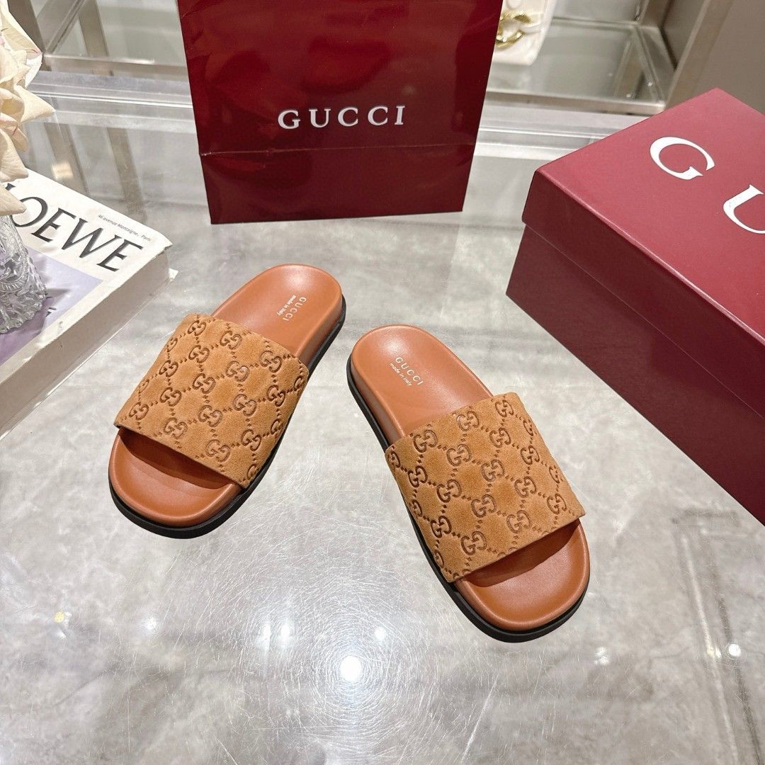 GG Slide Sandal GG Monogram Suede GG Slide Sandal GG Monogram Suede