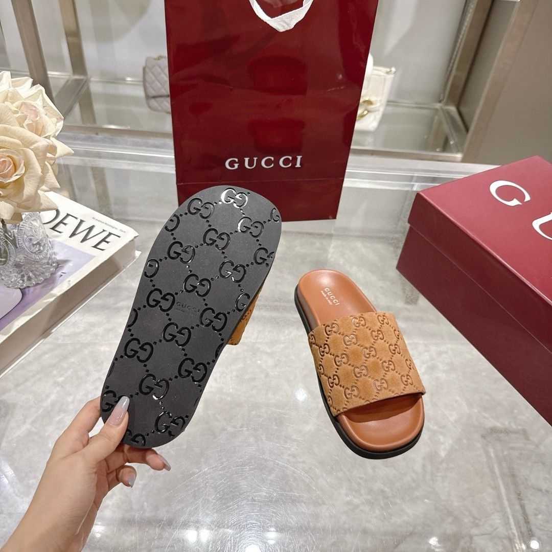 GG Slide Sandal GG Monogram Suede GG Slide Sandal GG Monogram Suede