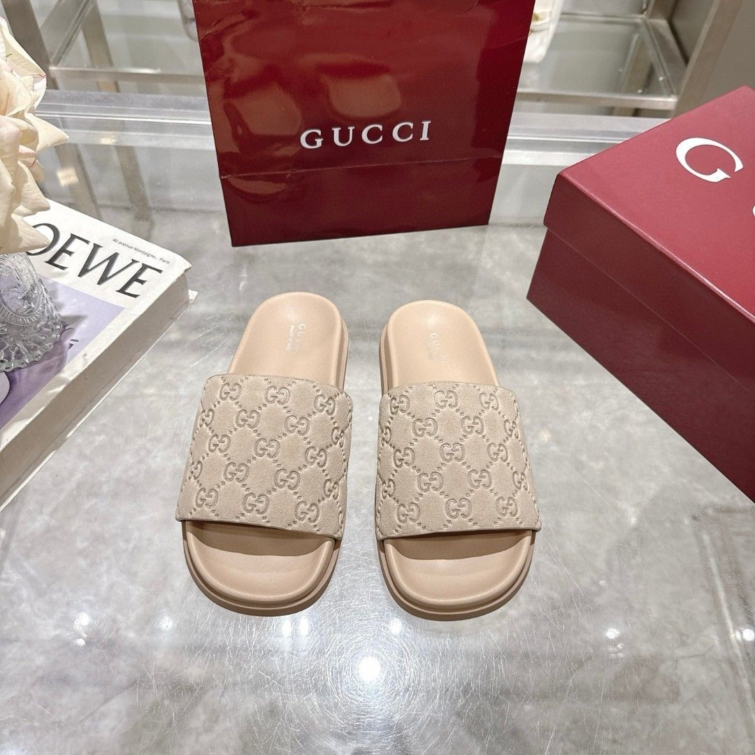 GG Slide Sandal GG Monogram Suede GG Slide Sandal GG Monogram Suede
