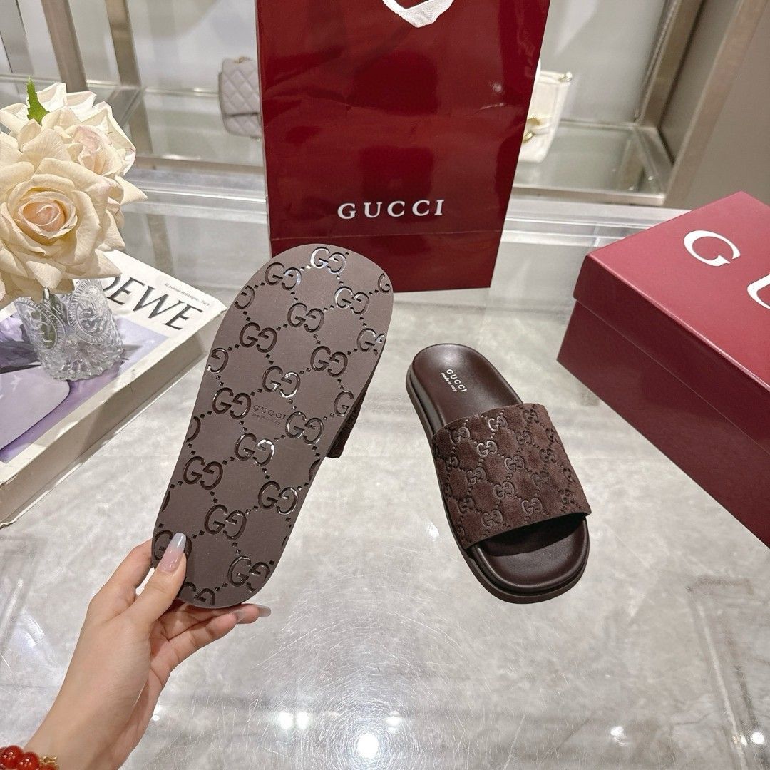 GG Slide Sandal GG Monogram Suede GG Slide Sandal GG Monogram Suede