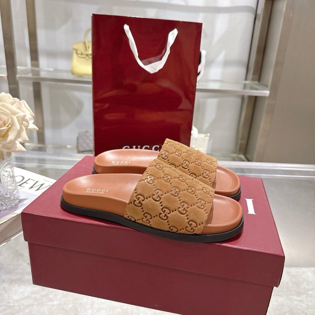 GG Slide Sandal GG Monogram Suede GG Slide Sandal GG Monogram Suede