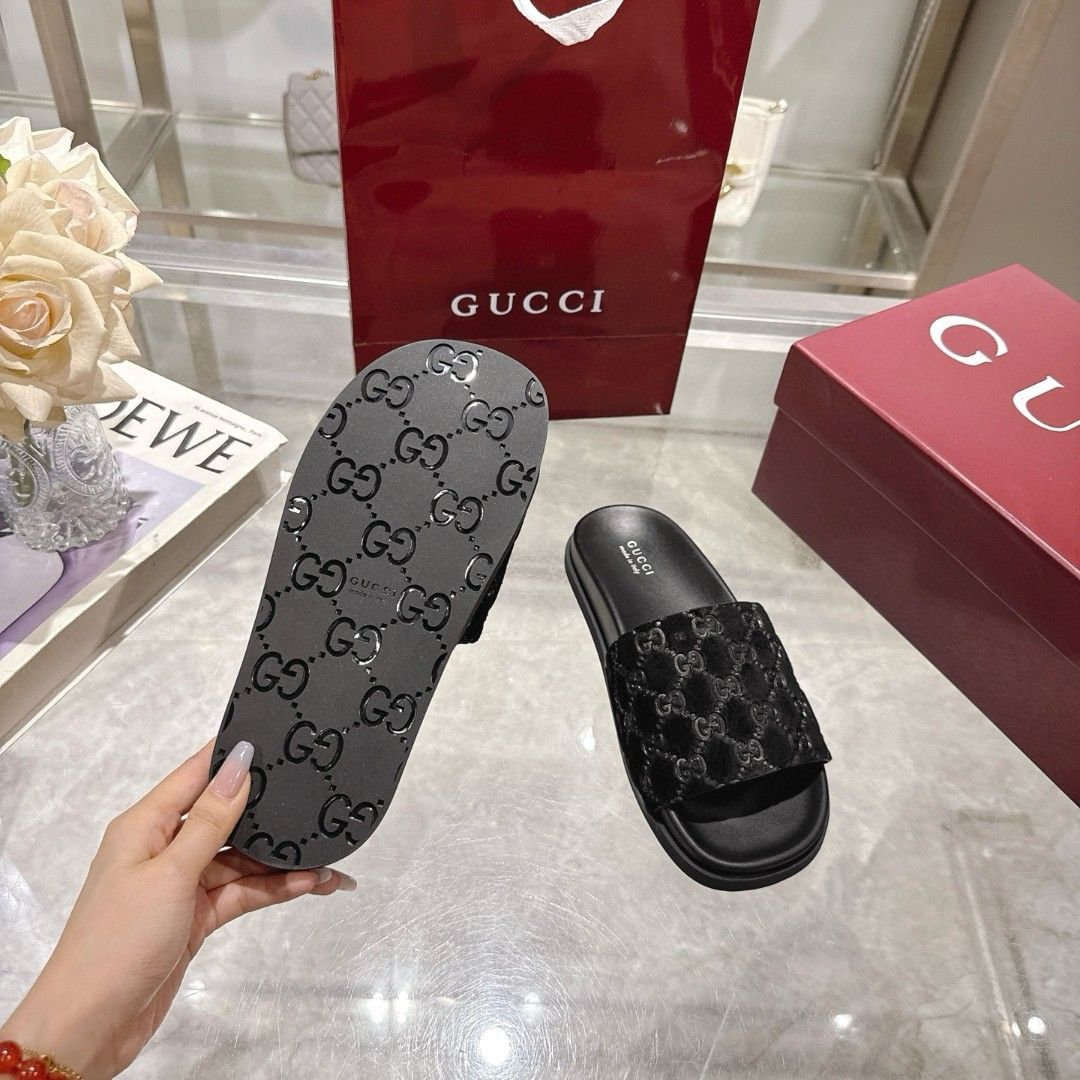 GG Slide Sandal GG Monogram Suede GG Slide Sandal GG Monogram Suede