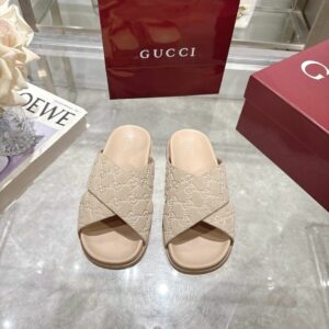 GG Slide Sandal GG Monogram Suede Cross Strap
