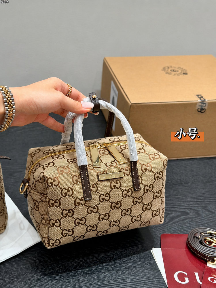 GG Small Boston Bag with GG Plaque GG Canvas G4223 GG Small Boston Bag with GG Plaque GG Canvas G4223