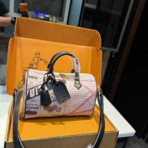 LV Speedy Bandoulière 30 Pink Trunk Print Bag