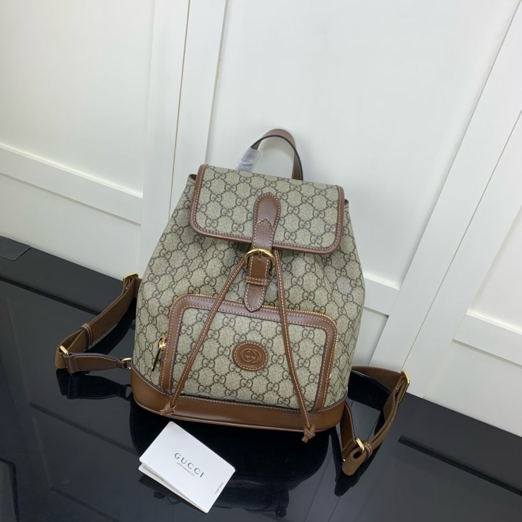 GG Interlocking G Supreme Canvas Drawstring Backpack KK05250 GG Interlocking G Supreme Canvas Drawstring Backpack KK05250
