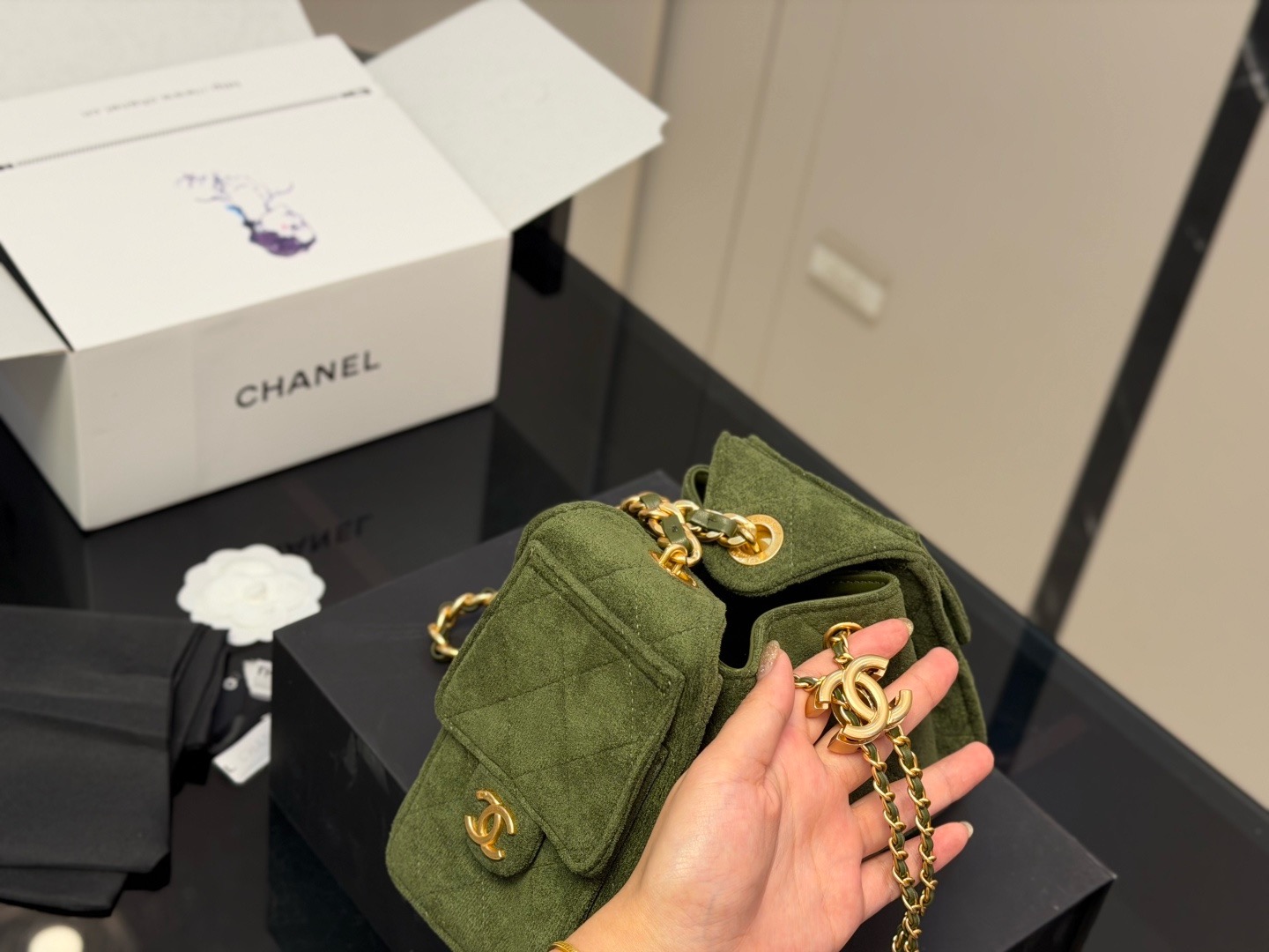 CN Small Hobo Suede Antique Gold Hardware Bag CC26842 QA CN Small Hobo Suede Antique Gold Hardware Bag CC26842 QA