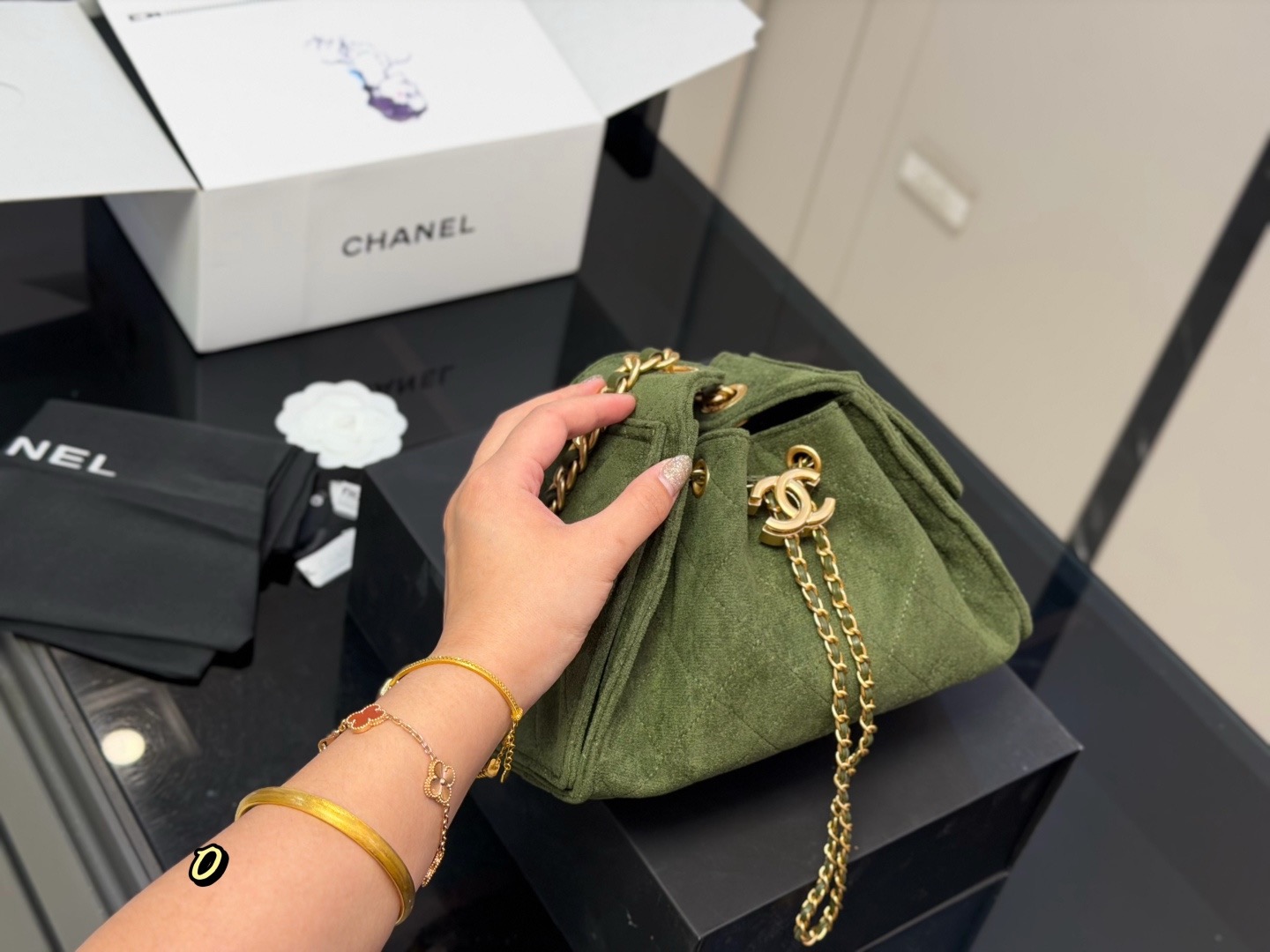CN Small Hobo Suede Antique Gold Hardware Bag CC26842 QA CN Small Hobo Suede Antique Gold Hardware Bag CC26842 QA