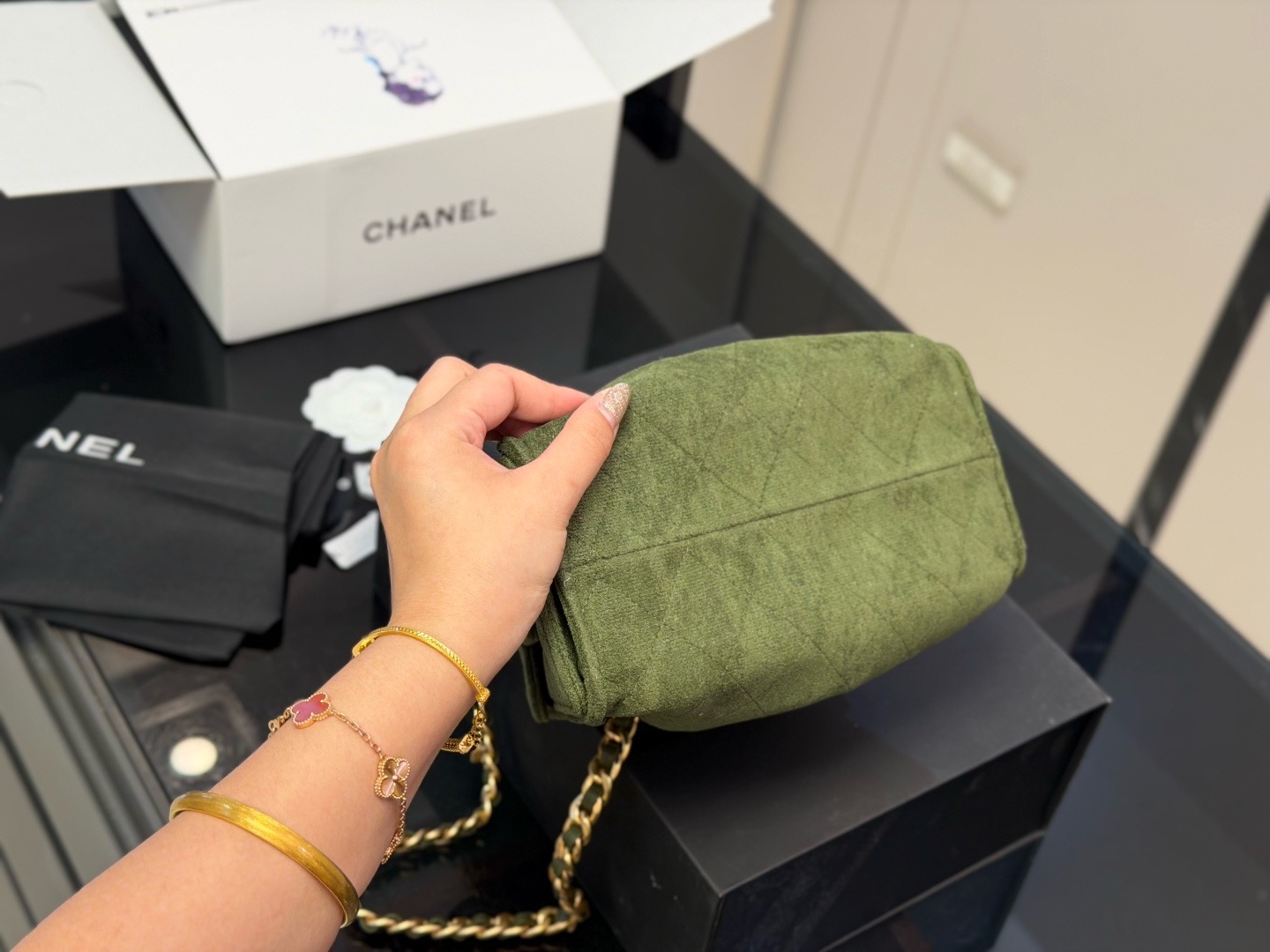 CN Small Hobo Suede Antique Gold Hardware Bag CC26842 QA CN Small Hobo Suede Antique Gold Hardware Bag CC26842 QA