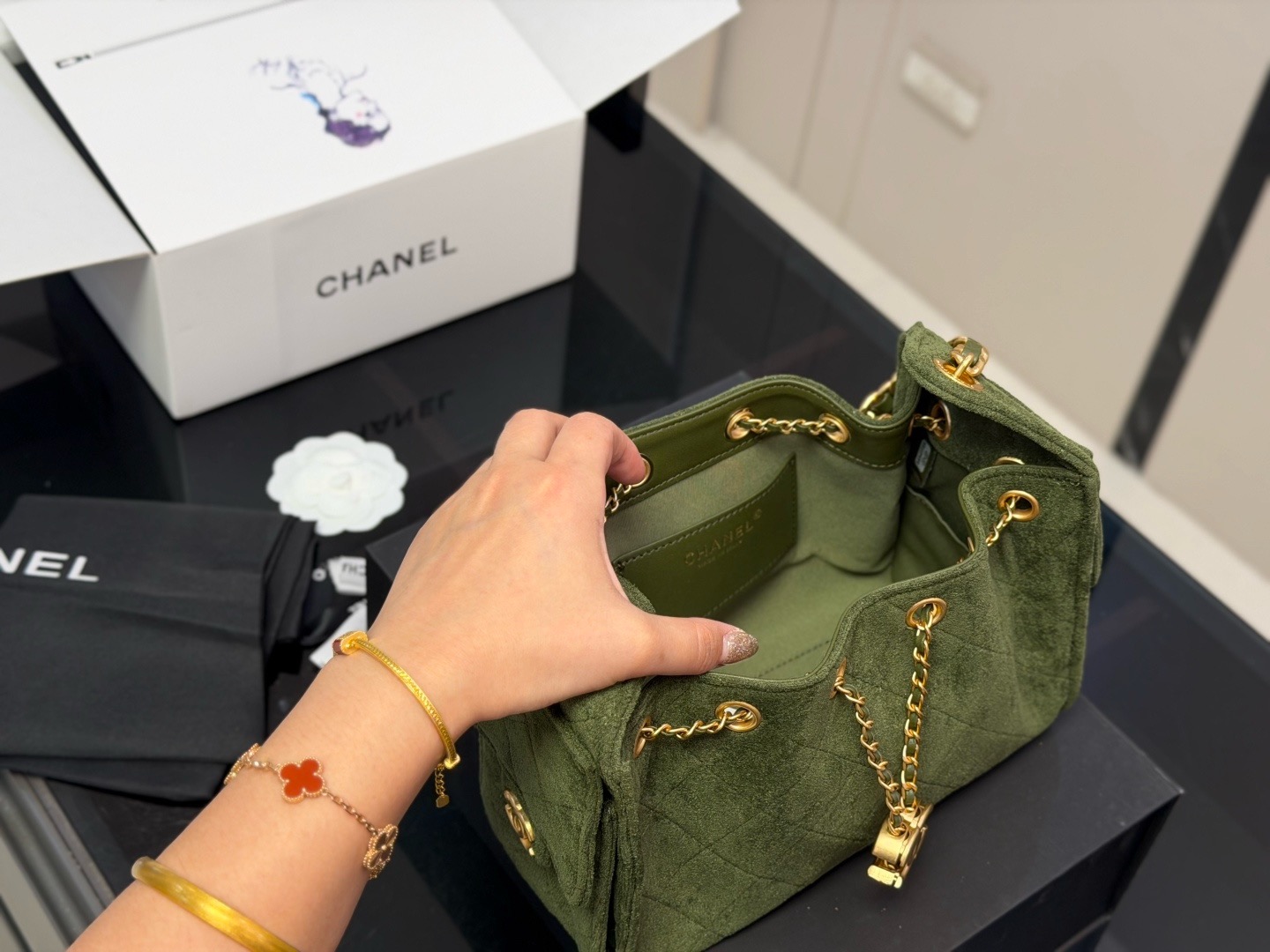 CN Small Hobo Suede Antique Gold Hardware Bag CC26842 QA CN Small Hobo Suede Antique Gold Hardware Bag CC26842 QA