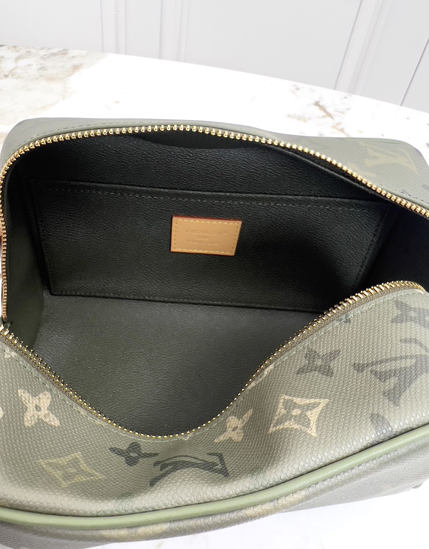 LV Dopp Kit Toiletry Pouch Monogram Surplus Khaki Green DMB3202550 LV Dopp Kit Toiletry Pouch Monogram Surplus Khaki Green DMB3202550